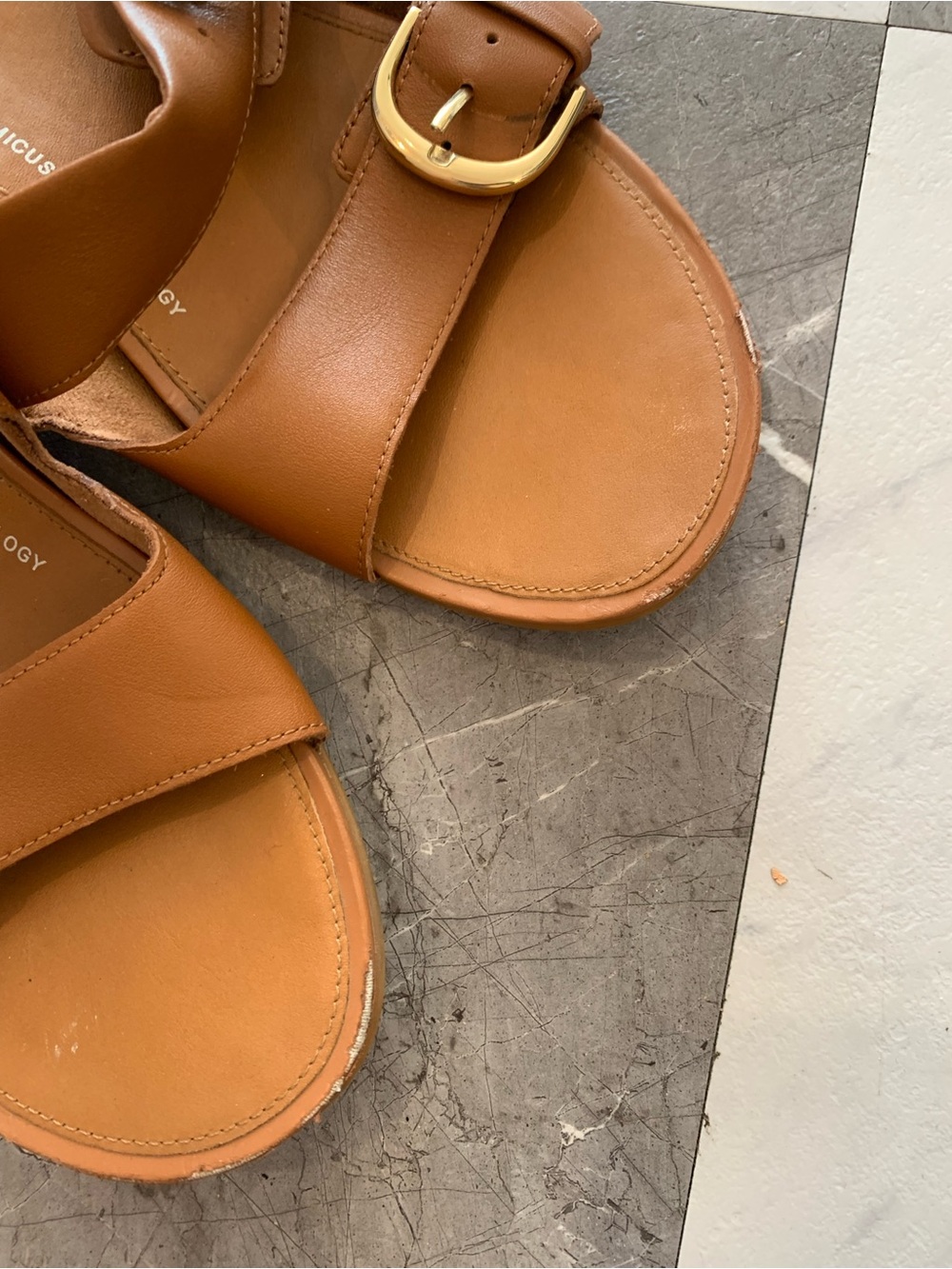 Fitflop Brown Double-Buckle Slide Sandals with Gold Buckles - Picture 2 of 5